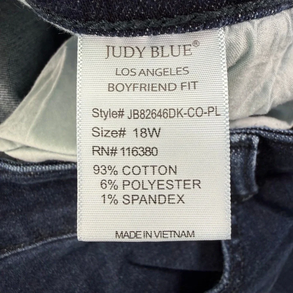 Judy Blue Jeans Womens 18W (Fits 36x29) Boyfriend Fit Stretch Denim Dark Wash - Picture 3 of 14